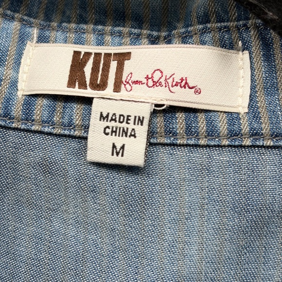 KUT from the Kloth Denim Stripe Chambray Shirt Dress Women's Size M - Picture 2 of 6